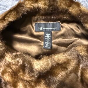 INC International Concepts Brown Faux Fur Coat